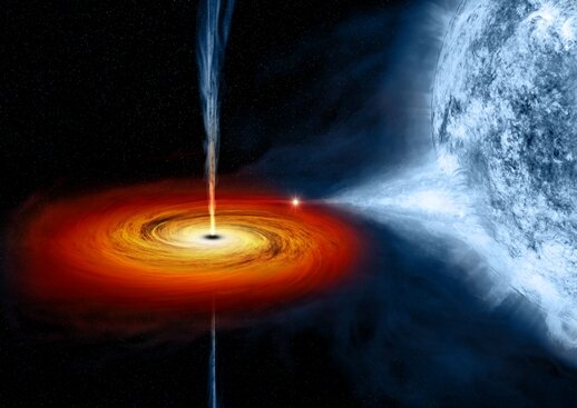 Черная дыра поглощает материю планеты